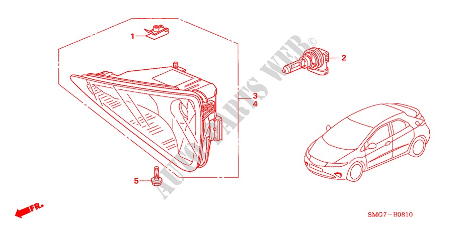 LUZ ANTINIEBLA para Honda CIVIC 1.8 SE 5 Puertas Transmisión Manual Inteligente 2008