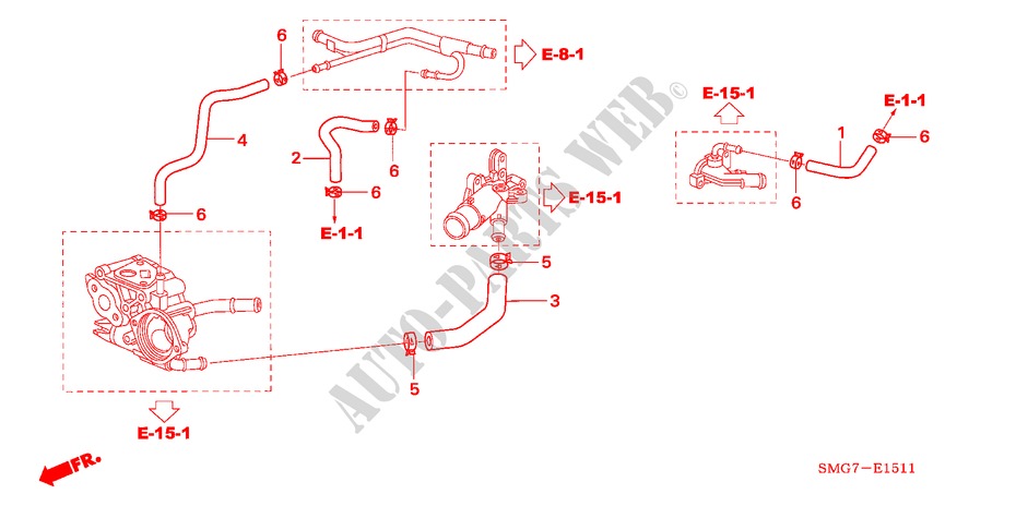 MANGUERA DE AGUA(1.8L) para Honda CIVIC 1.8 SPORT 5 Puertas 6 velocidades manual 2006