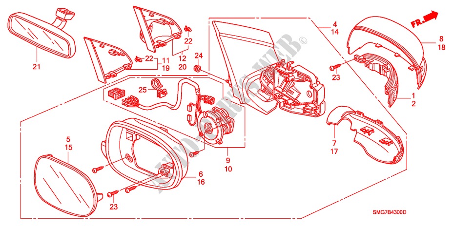 RETROVISOR para Honda CIVIC 1.8 EXECUTIVE 5 Puertas Transmisión Manual Inteligente 2008