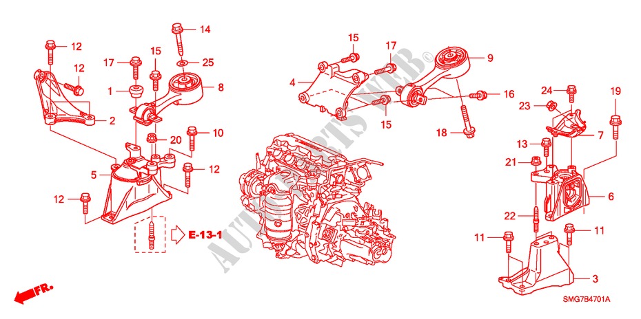 SOPORTES DE MOTOR(1.8L) para Honda CIVIC 1.8 ES 5 Puertas 6 velocidades manual 2007