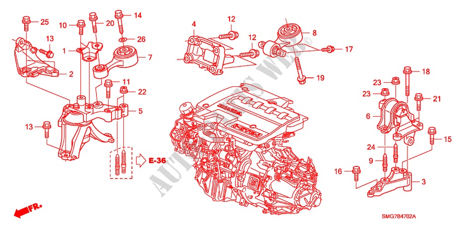 SOPORTES DE MOTOR(DIESEL) para Honda CIVIC 2.2 COMFORT    DPF 5 Puertas 6 velocidades manual 2008