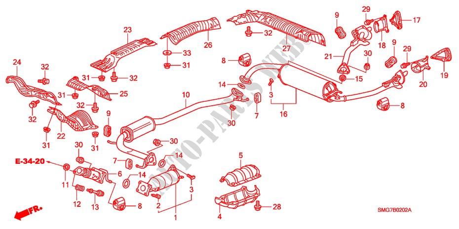 TUBERIA DE ESCAPE/SILENCIADOR (DIESEL)(1) para Honda CIVIC 2.2 EXECUTIVE 5 Puertas 6 velocidades manual 2006