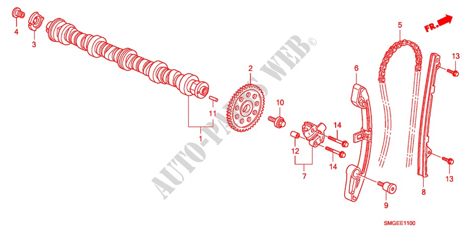 ARBOL DE LEVAS/CADENA DE LEVA(1.4L) para Honda CIVIC 1.4 SPORT 5 Puertas 6 velocidades manual 2009