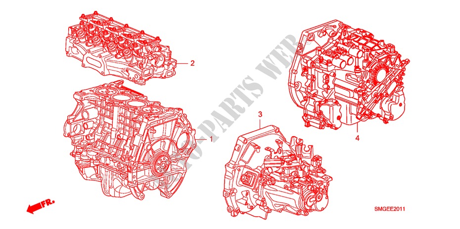 CONJ. DE MOTOR/ENS. DE TRANSMISION(1.8L) para Honda CIVIC 1.8 GT 5 Puertas 6 velocidades manual 2010