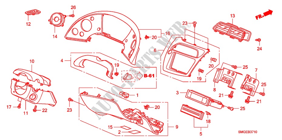 GUARNICION DE INSTRUMENTO(LH)(LADO DE CONDUCTOR) para Honda CIVIC 1.4 SPORT 5 Puertas 6 velocidades manual 2009