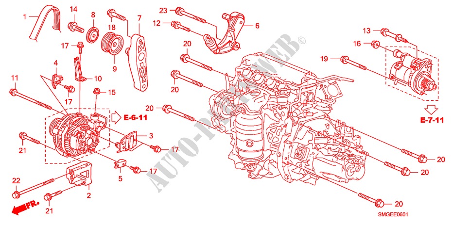 MENSULA DE ALTERNADOR(1.8L) para Honda CIVIC 1.8 GT 5 Puertas 6 velocidades manual 2010