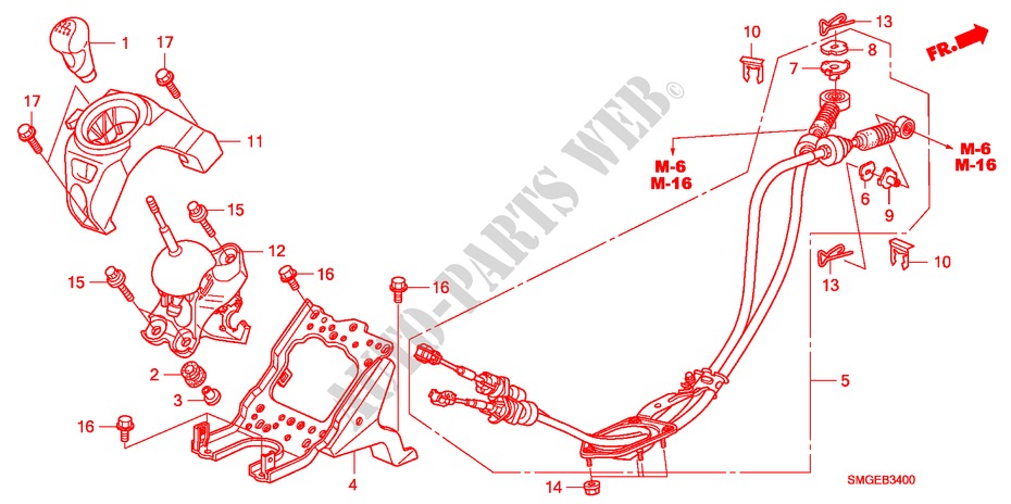 PALANCA DE CAMBIO(LH) para Honda CIVIC 1.8 GT 5 Puertas 6 velocidades manual 2010