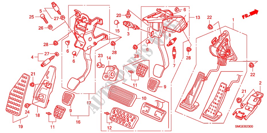 PEDAL(LH) para Honda CIVIC 1.8 GT 5 Puertas 6 velocidades manual 2010