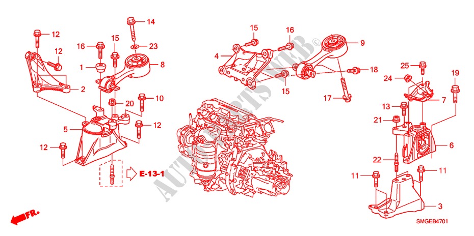 SOPORTES DE MOTOR(1.8L)(MT) para Honda CIVIC 1.8 GT 5 Puertas 6 velocidades manual 2010