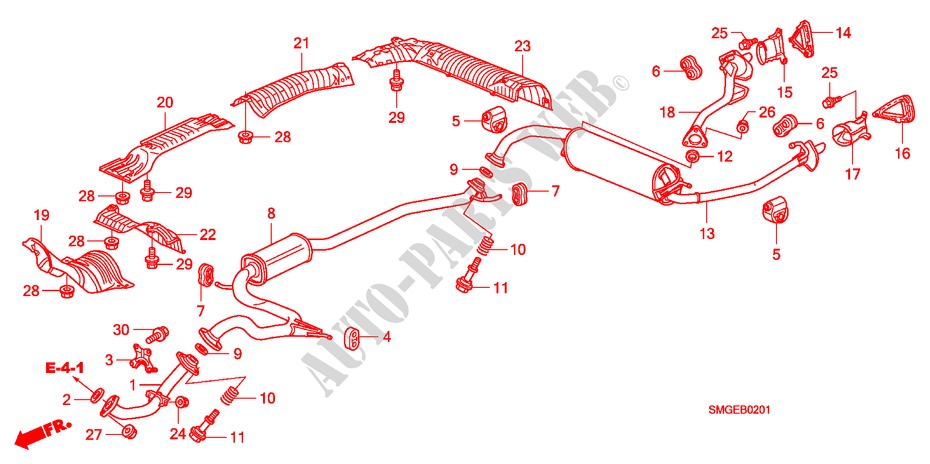 TUBERIA DE ESCAPE/SILENCIADOR(1.8L) para Honda CIVIC 1.8 GT 5 Puertas 6 velocidades manual 2010