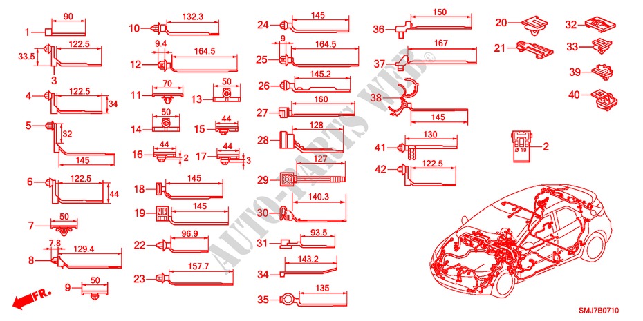BANDA DE JUEGO DE CABLES/SOPORTE(LH)(1) para Honda CIVIC 1.8GT 5 Puertas 5 velocidades automática 2011