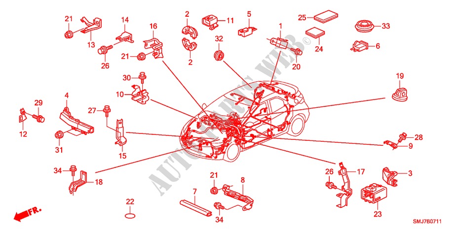BANDA DE JUEGO DE CABLES/SOPORTE(LH)(2) para Honda CIVIC 1.8GT 5 Puertas 5 velocidades automática 2011