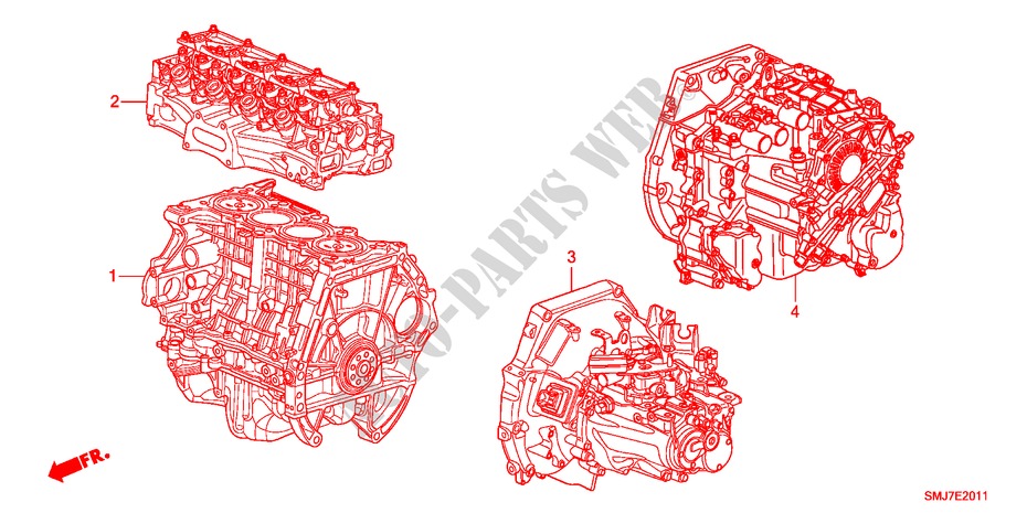 CONJ. DE MOTOR/ENS. DE TRANSMISION(1.8L) para Honda CIVIC 1.8GT 5 Puertas 5 velocidades automática 2011