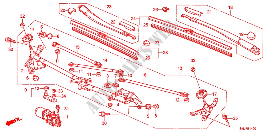 LIMPIAPARABRISAS(LH) para Honda CIVIC 1.8GT 5 Puertas 5 velocidades automática 2011
