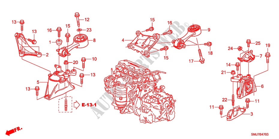 SOPORTES DE MOTOR(1.8L)(AT) para Honda CIVIC 1.8GT 5 Puertas 5 velocidades automática 2011