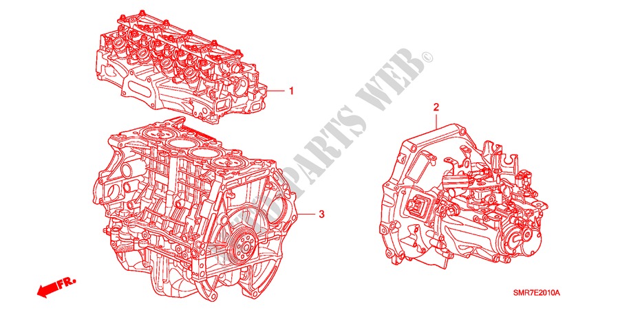 CONJ. DE MOTOR/ ENS. DE TRANSMISION(1.8L) para Honda CIVIC 1.8 BASE 3 Puertas 6 velocidades manual 2007