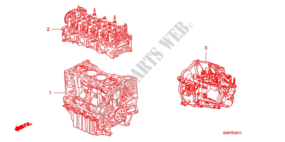 CONJ. DE MOTOR/ ENS. DE TRANSMISION(2.0L) para Honda CIVIC 2.0 TYPE R    PLUS 3 Puertas 6 velocidades manual 2007
