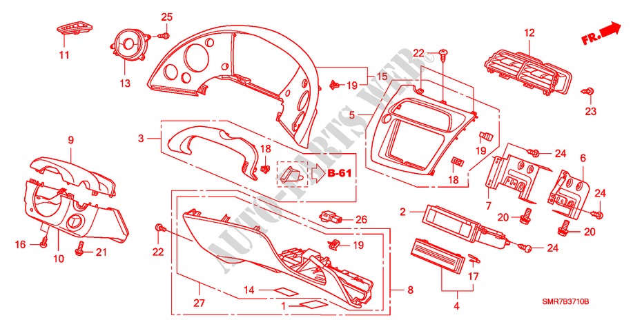 GUARNICION DE INSTRUMENTO(LH)(LADO DE CONDUCTOR) para Honda CIVIC 1.8 TYPE S 3 Puertas Transmisión Manual Inteligente 2007