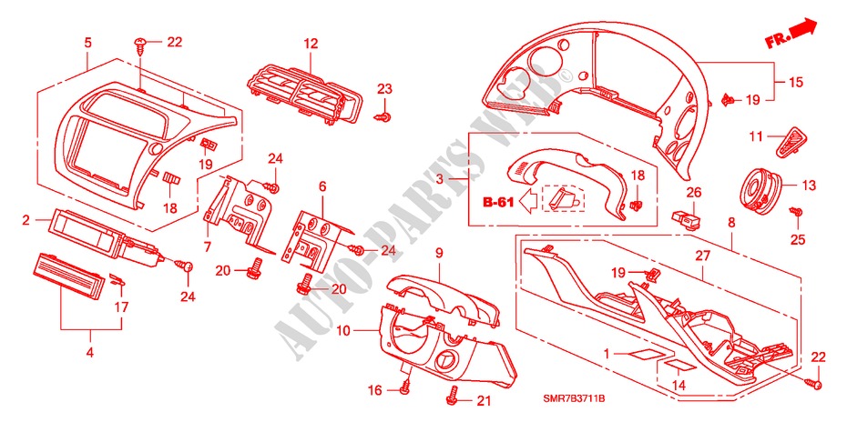 GUARNICION DE INSTRUMENTO(RH)(LADO DE CONDUCTOR) para Honda CIVIC 1.8 TYPE S 3 Puertas 6 velocidades manual 2007
