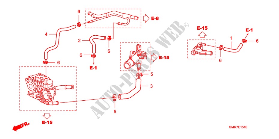 MANGUERA DE AGUA(1.8L) para Honda CIVIC 1.8 BASE 3 Puertas 6 velocidades manual 2007