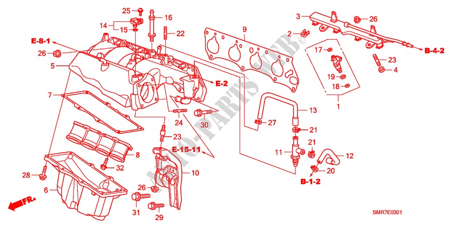 MULTIPLE DE ADMISION(2.0L) para Honda CIVIC 2.0 TYPE R    PLUS 3 Puertas 6 velocidades manual 2007