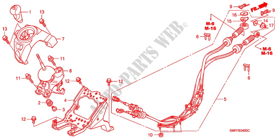 PALANCA DE CAMBIO(LH) (1.4L) (1.8L) (DIESEL) para Honda CIVIC 1.8 TYPE S 3 Puertas 6 velocidades manual 2007
