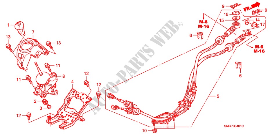 PALANCA DE CAMBIO(RH) (1.4L) (1.8L) (DIESEL) para Honda CIVIC 1.8 TYPE S 3 Puertas 6 velocidades manual 2007