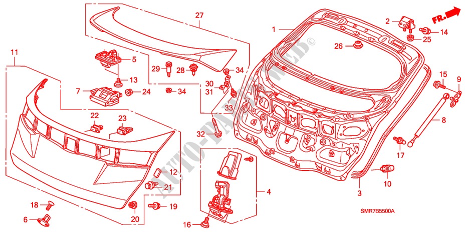 PUERTA TRASERA para Honda CIVIC 1.8 TYPE S 3 Puertas Transmisión Manual Inteligente 2007