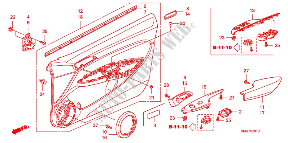 RECUBRIMIENTO DE PUERTA(LH) para Honda CIVIC 1.8 TYPE S 3 Puertas Transmisión Manual Inteligente 2007