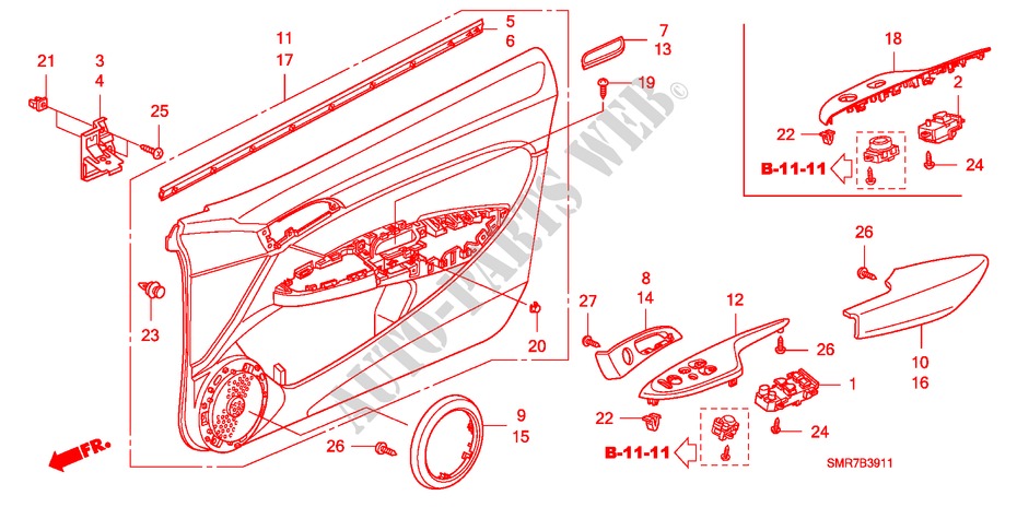 RECUBRIMIENTO DE PUERTA(RH) para Honda CIVIC 2.0 TYPE R 3 Puertas 6 velocidades manual 2008