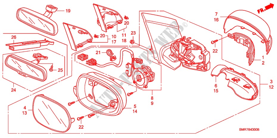 RETROVISOR para Honda CIVIC 1.8 BASE 3 Puertas 6 velocidades manual 2007