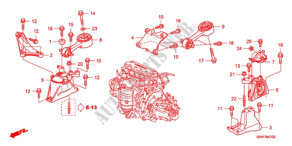 SOPORTES DE MOTOR(1.8L) para Honda CIVIC 1.8 TYPE S 3 Puertas 6 velocidades manual 2007