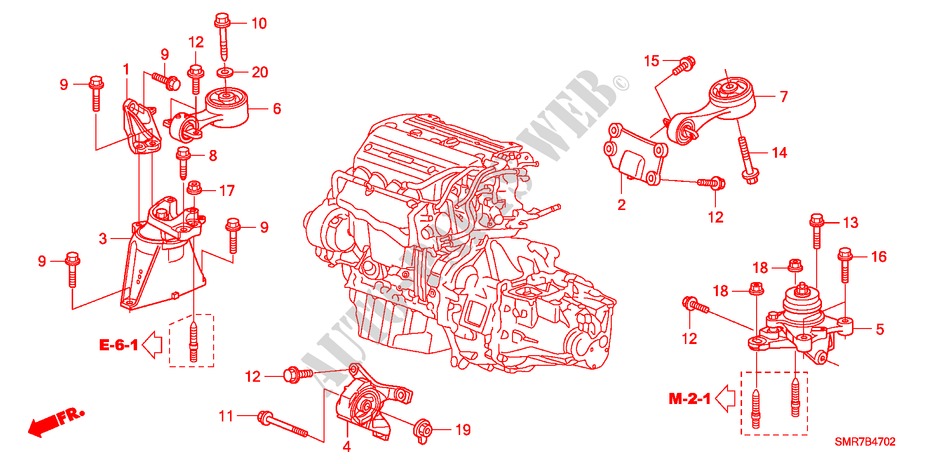 SOPORTES DE MOTOR(2.0L) para Honda CIVIC 2.0 TYPE R    PLUS 3 Puertas 6 velocidades manual 2007