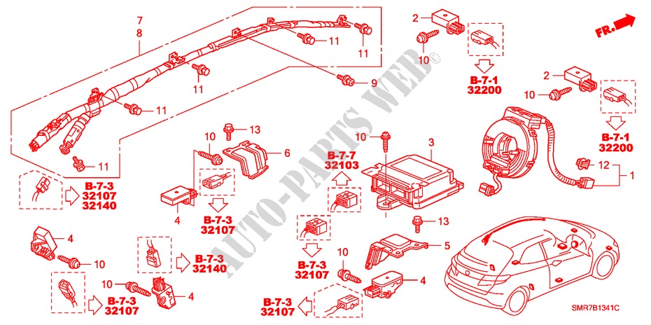 UNIDAD SRS(RH) para Honda CIVIC 1.8 TYPE S 3 Puertas Transmisión Manual Inteligente 2007
