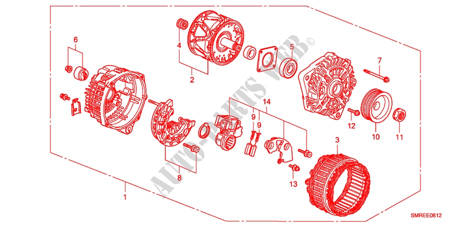 ALTERNADOR(MITSUBISHI)(1.4L) para Honda CIVIC 1.4 TYPE-S 3 Puertas Transmisión Manual Inteligente 2011