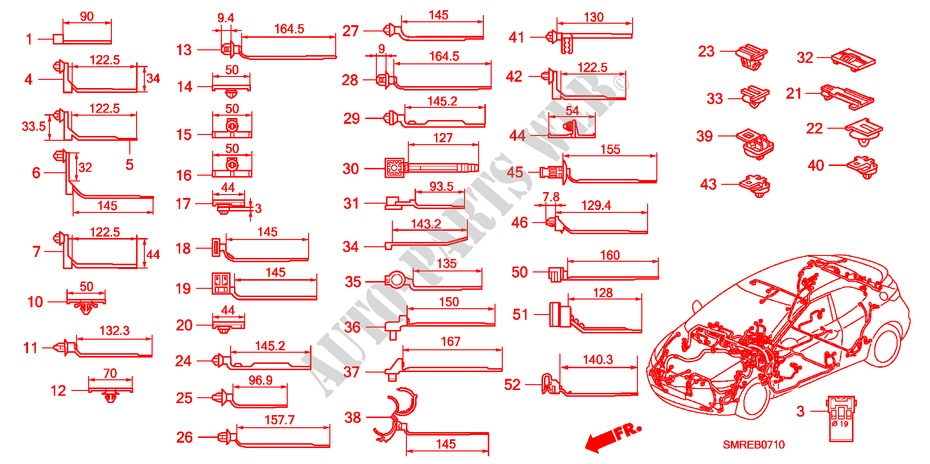 BANDA DE JUEGO DE CABLES/SOPORTE(LH)(1) para Honda CIVIC 1.4 TYPE-S 3 Puertas Transmisión Manual Inteligente 2011
