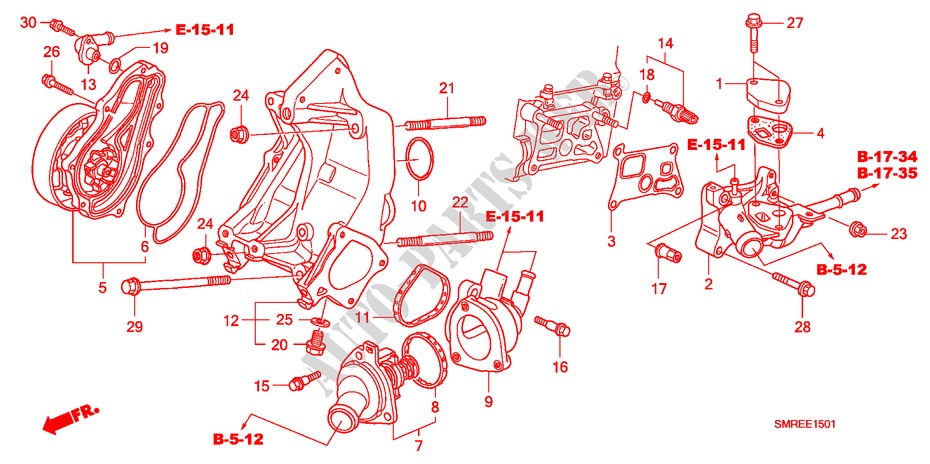 BOMBA DE AGUA(2.0L) para Honda CIVIC 2.0 TYPE-R 3 Puertas 6 velocidades manual 2011
