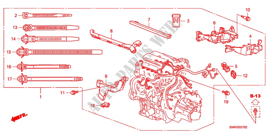 CONJ. DE CABLES DE MOTOR(1.4L) para Honda CIVIC 1.4 TYPE-S 3 Puertas Transmisión Manual Inteligente 2011