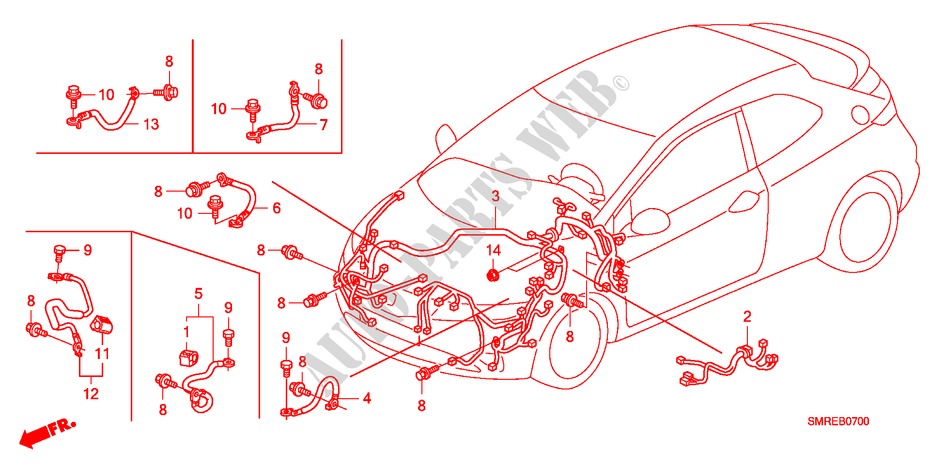 CONJUNTO DE ALAMBRES(LH)(1) para Honda CIVIC 1.4 TYPE-S 3 Puertas Transmisión Manual Inteligente 2011