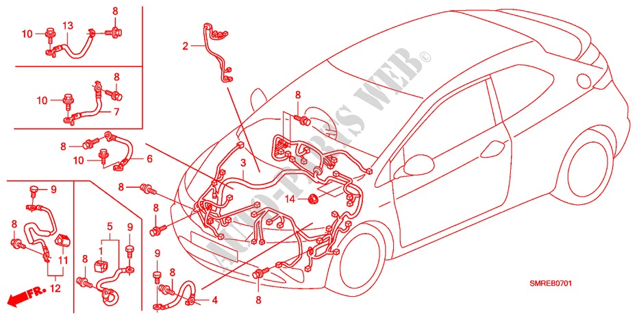 CONJUNTO DE ALAMBRES(RH)(1) para Honda CIVIC 2.2 TYPE-S 3 Puertas 6 velocidades manual 2011