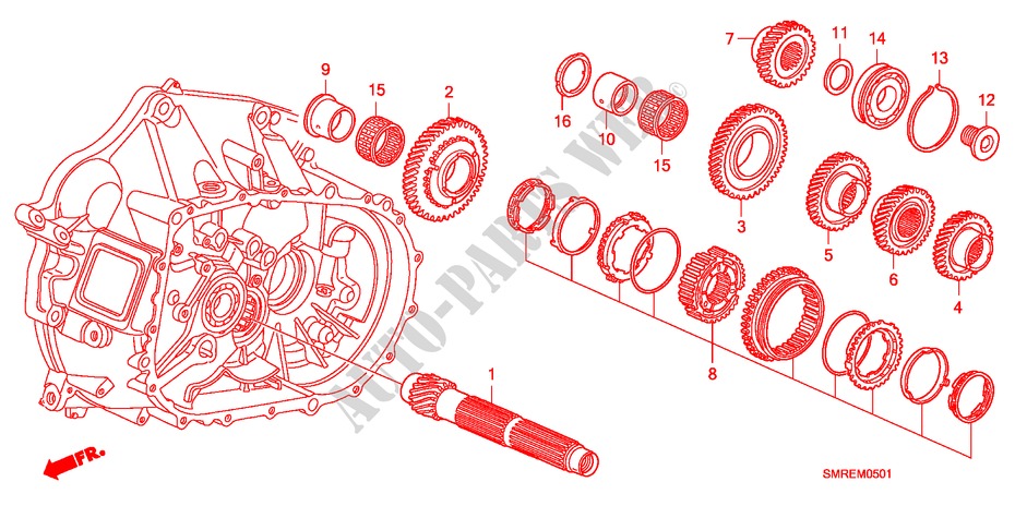 CONTRA EJE(2.0L) para Honda CIVIC 2.0 TYPE-R    RACE 3 Puertas 6 velocidades manual 2010