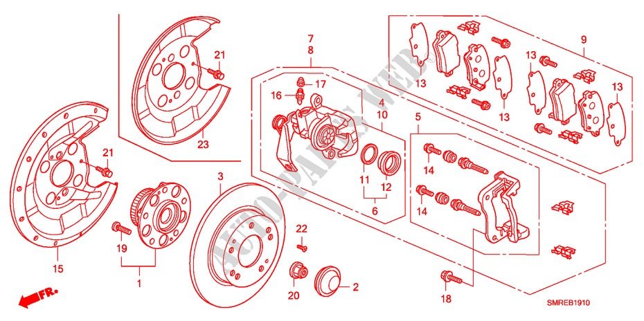FRENO TRASERO para Honda CIVIC 1.4 TYPE-S 3 Puertas Transmisión Manual Inteligente 2011