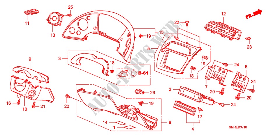 GUARNICION DE INSTRUMENTO(LH)(LADO DE CONDUCTOR) para Honda CIVIC 1.4 TYPE-S 3 Puertas Transmisión Manual Inteligente 2011