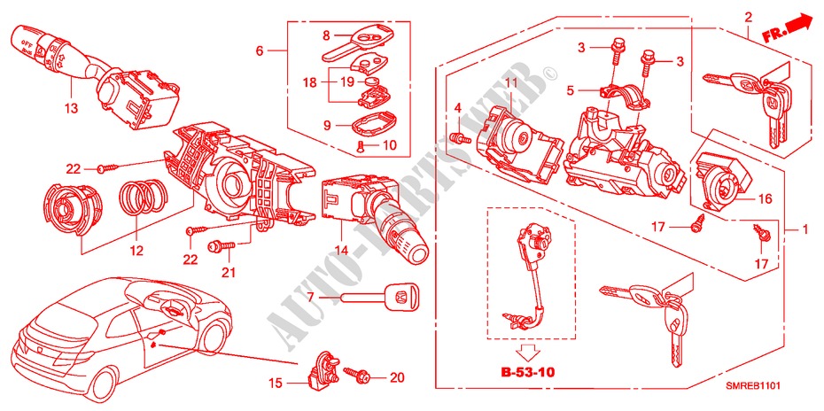 INTERRUPTOR COMBINACION(RH) para Honda CIVIC 2.0 TYPE-R    PLUS 3 Puertas 6 velocidades manual 2010