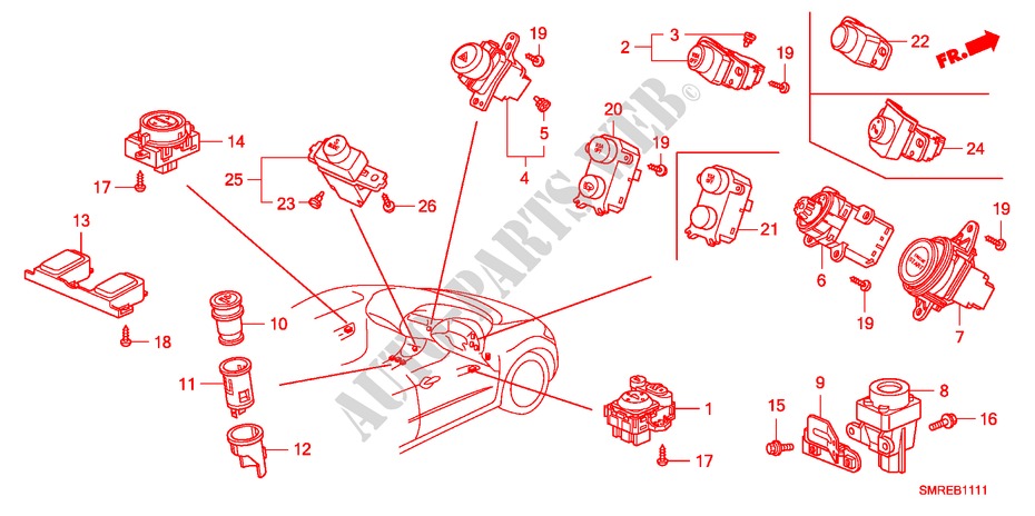 INTERRUPTOR(RH) para Honda CIVIC 2.2 TYPE-S 3 Puertas 6 velocidades manual 2011