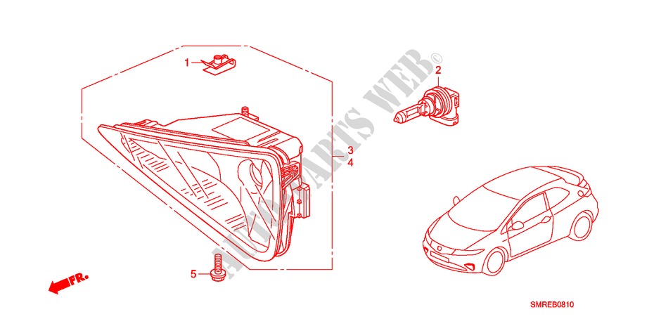 LUZ ANTINIEBLA para Honda CIVIC 2.0 TYPE-R   CHAMP 3 Puertas 6 velocidades manual 2010