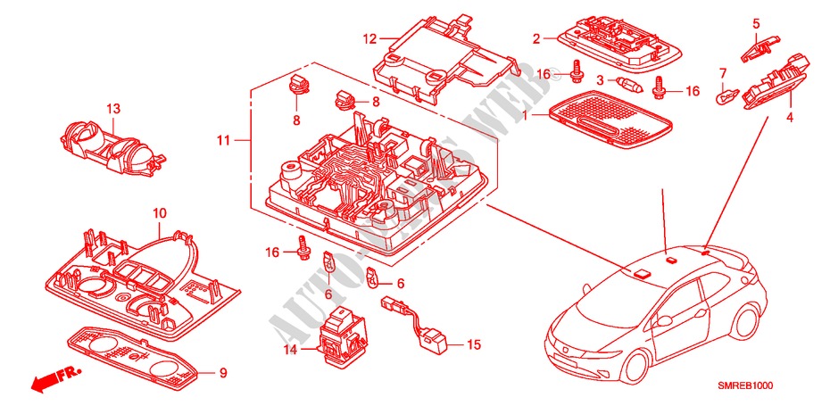 LUZ INTERIOR para Honda CIVIC 2.0 TYPE-R   CHAMP 3 Puertas 6 velocidades manual 2011