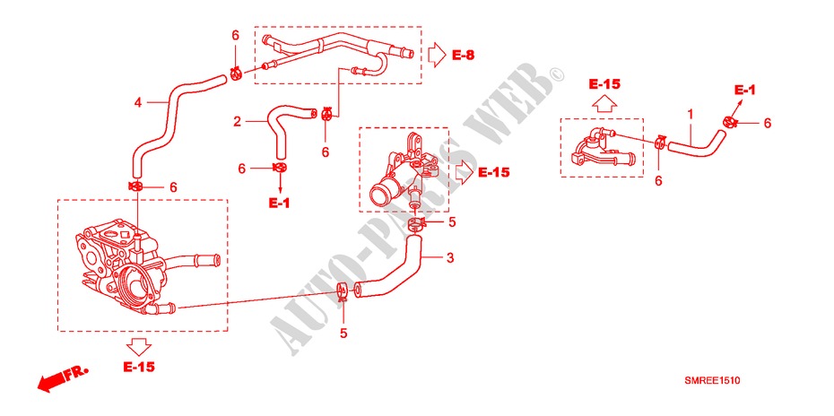 MANGUERA DE AGUA(1.8L) para Honda CIVIC 1.8 BASE 3 Puertas Transmisión Manual Inteligente 2011