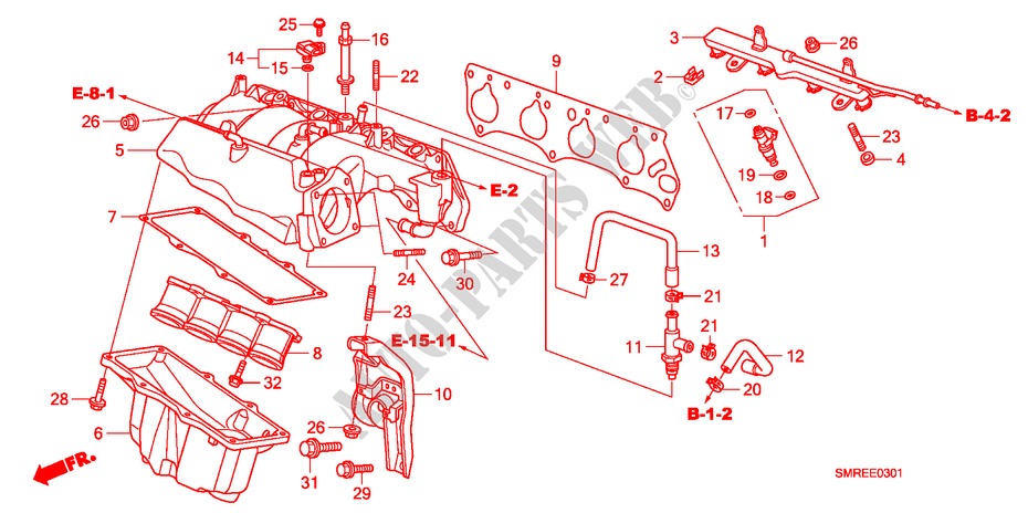 MULTIPLE DE ADMISION(2.0L) para Honda CIVIC 2.0 TYPE-R   CHAMP 3 Puertas 6 velocidades manual 2011