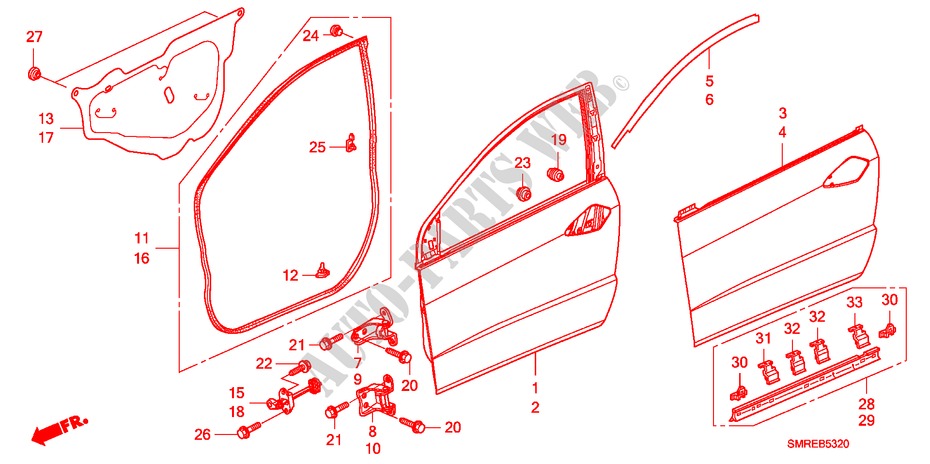 PANELES DE PUERTA para Honda CIVIC 2.0 TYPE-R   CHAMP 3 Puertas 6 velocidades manual 2010